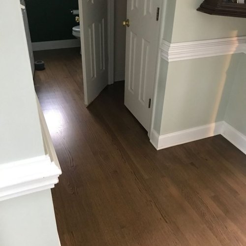 Removed carpet from living room and installed red oak