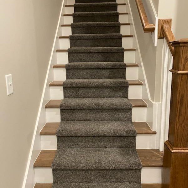 Refinished Hardwood Stairs, Carpet Runner and LVP Lower Level Flooring in Raleigh, NC